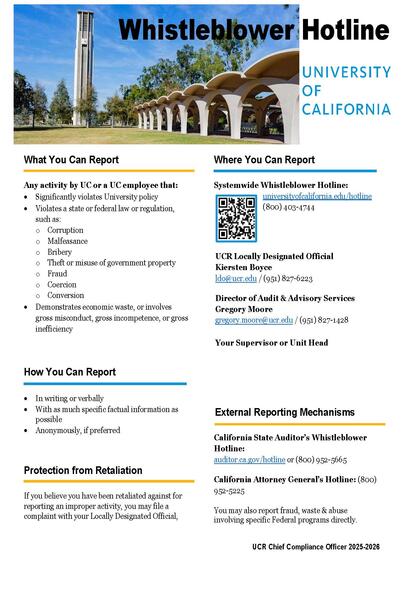 UCR Whistleblower Poster 2025-2026